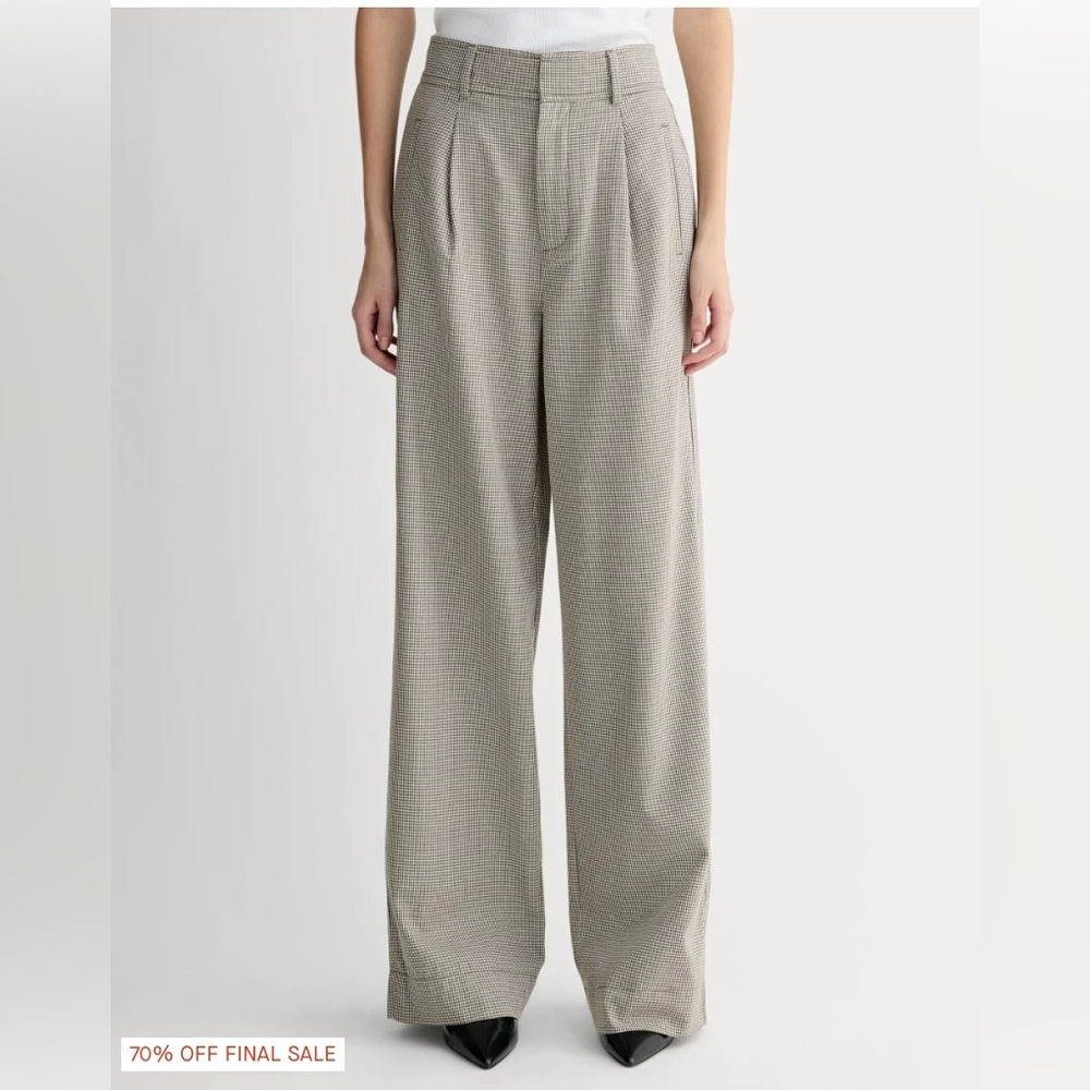 Everlane The Draper Pleated Pant in Buttersmooth, Houndstooth SZ 4 Petite